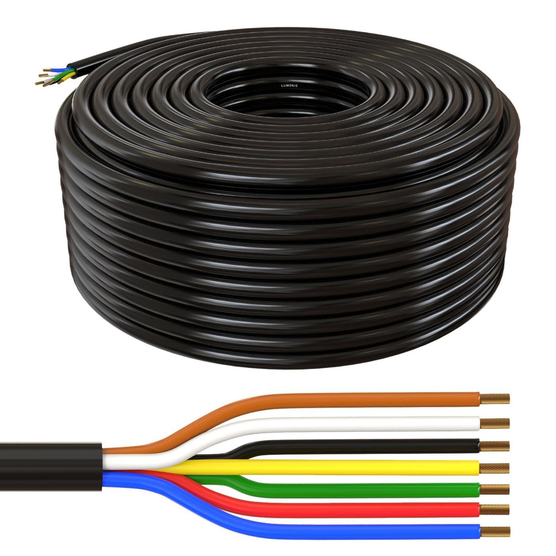 Lumonic 50m FLRYY Fahrzeugkabel 7 adrig I Fahrzeugleitung mit Kabelquerschnitt 7x 1mm² I Kabel Anhän