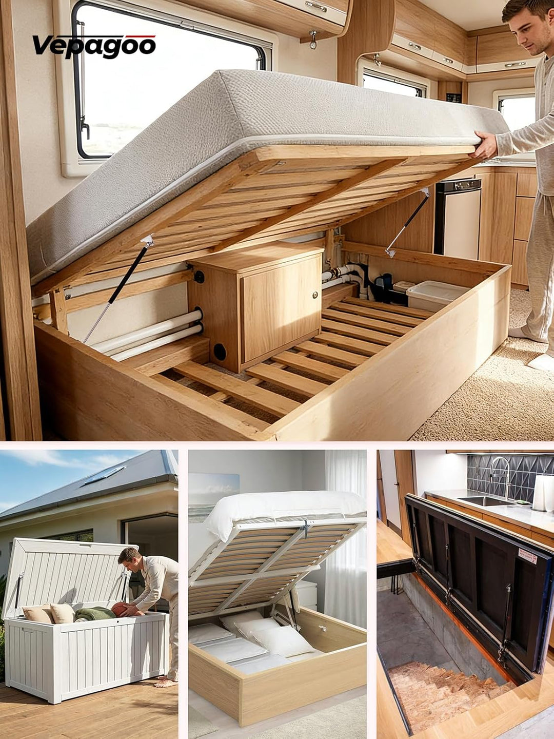 Vepagoo 580MM 890N 90KG Gasdruckfedern, 58CM möbel stossdämpfer Regelbar Halterung Schwerlast Hydrau