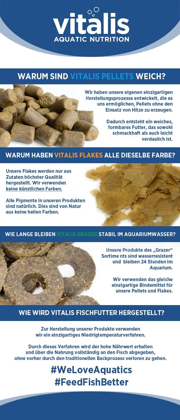 Vitalis Algae Flakes Fischfutter Aquarium Fischfutter Aquarium Flakes für pflanzenfressende Meeresti