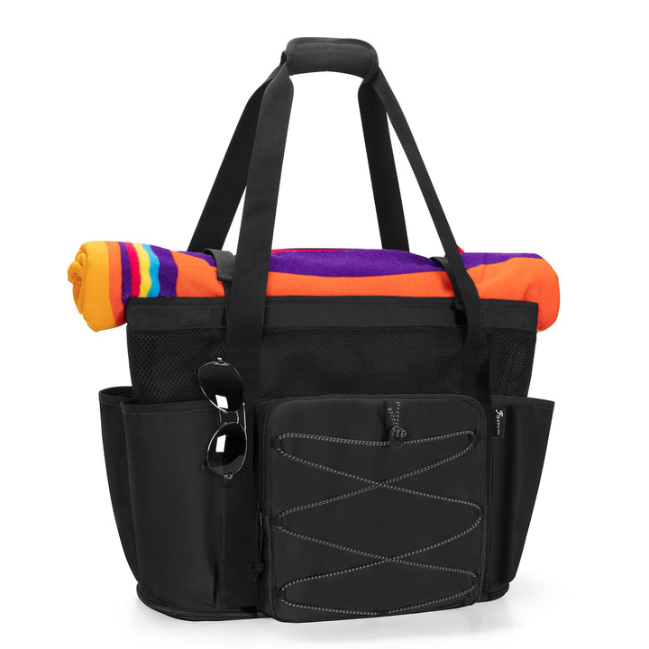 Fasrom Strandtasche XXL mit Reissverschluss unten, badetasche Gross | Mit Trennsystem mit 2 Schichte
