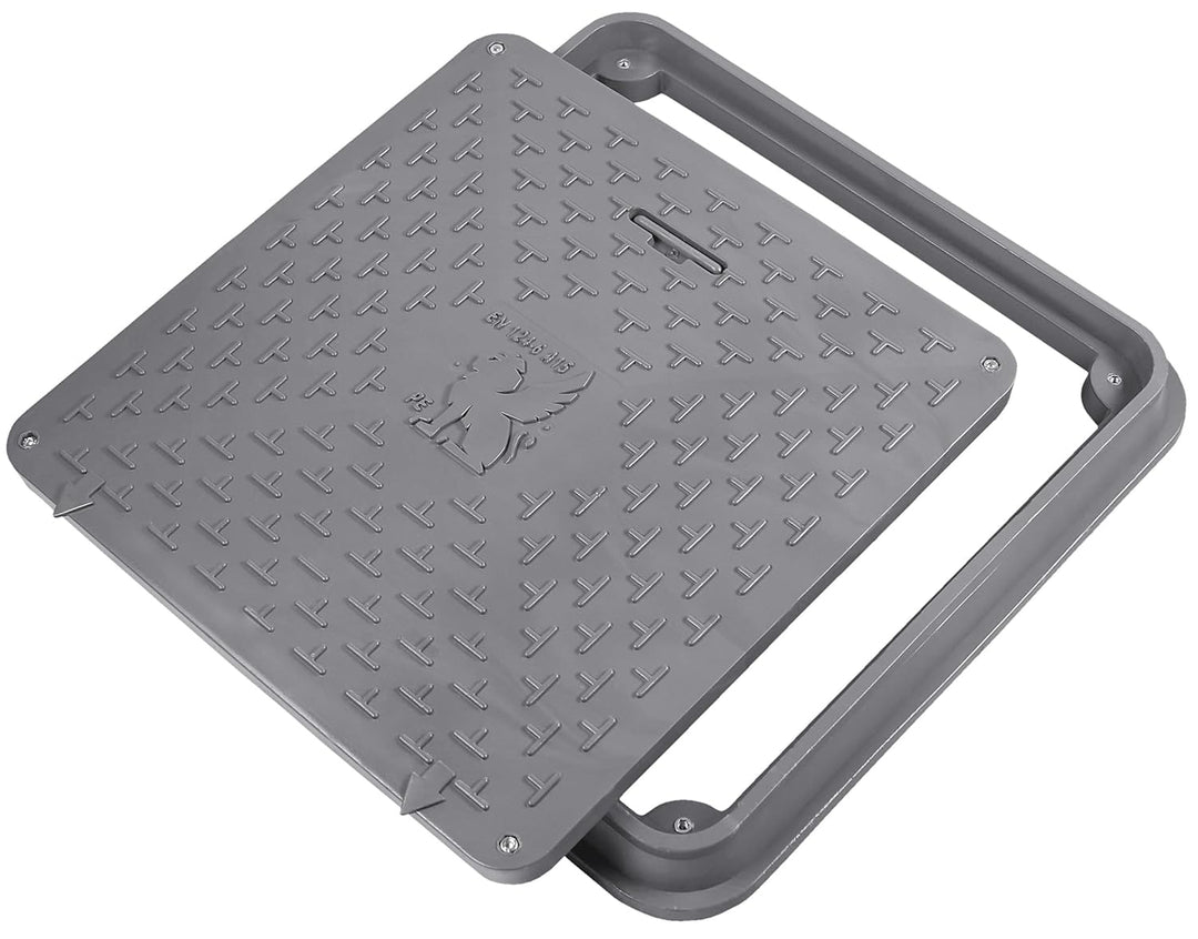BabylonPlast Schachtabdeckung, Kanaldeckel, 600x600 mm, Quadratisch, Kunststoff Schachtdeckel 15 kN,