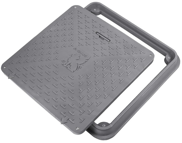 BabylonPlast Schachtabdeckung, Kanaldeckel, 600x600 mm, Quadratisch, Kunststoff Schachtdeckel 15 kN,