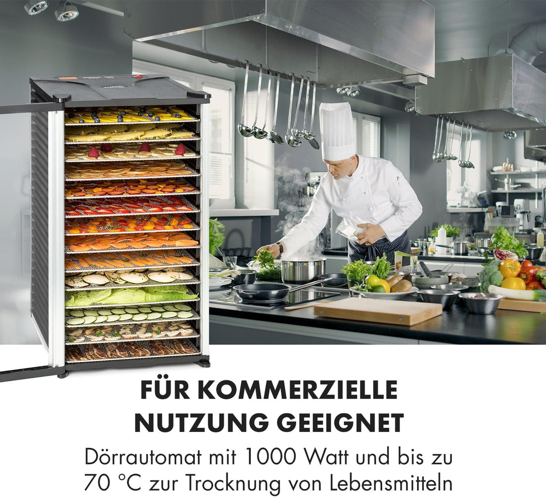 Klarstein Fruit Jerky 14 - Dörrgerät, Obst-/Fleisch- und Früchte-Trockner mit 1,8 m² Trockenfläche u