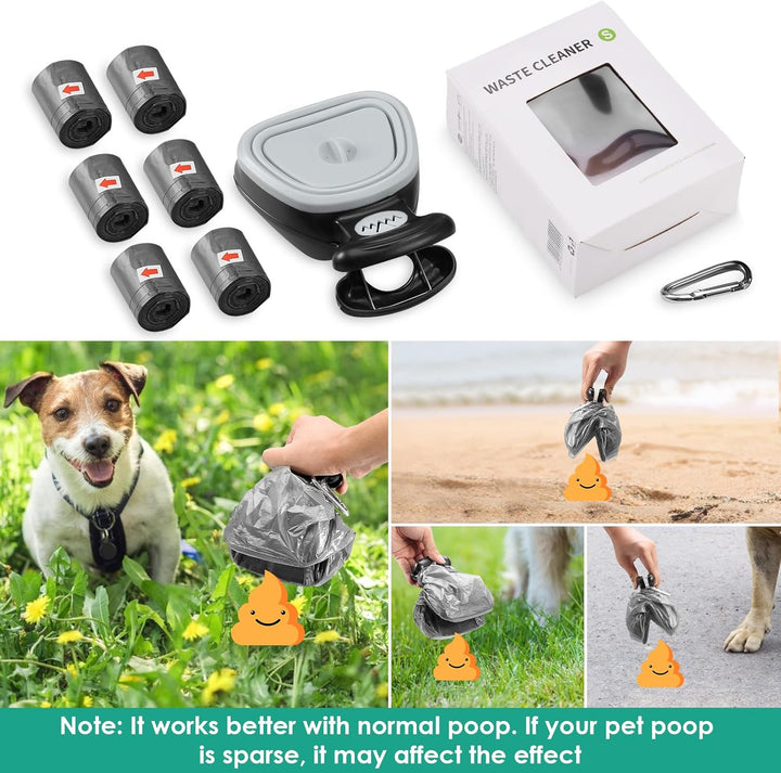 ORIA Tragbare Hundekotgreifer, Pooper Scooper, Faltbarer Hundekotschaufel mit Abfallsäcken Haustier-
