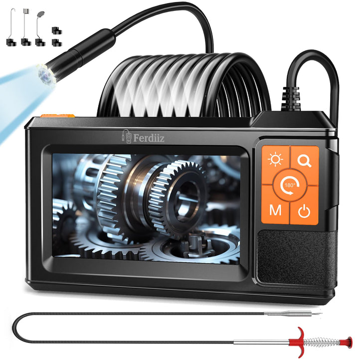Endoskopkamera mit Licht Ferdiiz, 1080P HD Inspektionskamera mit 4,3-Zoll-IPS-Bildschirm, 5M Halbsta