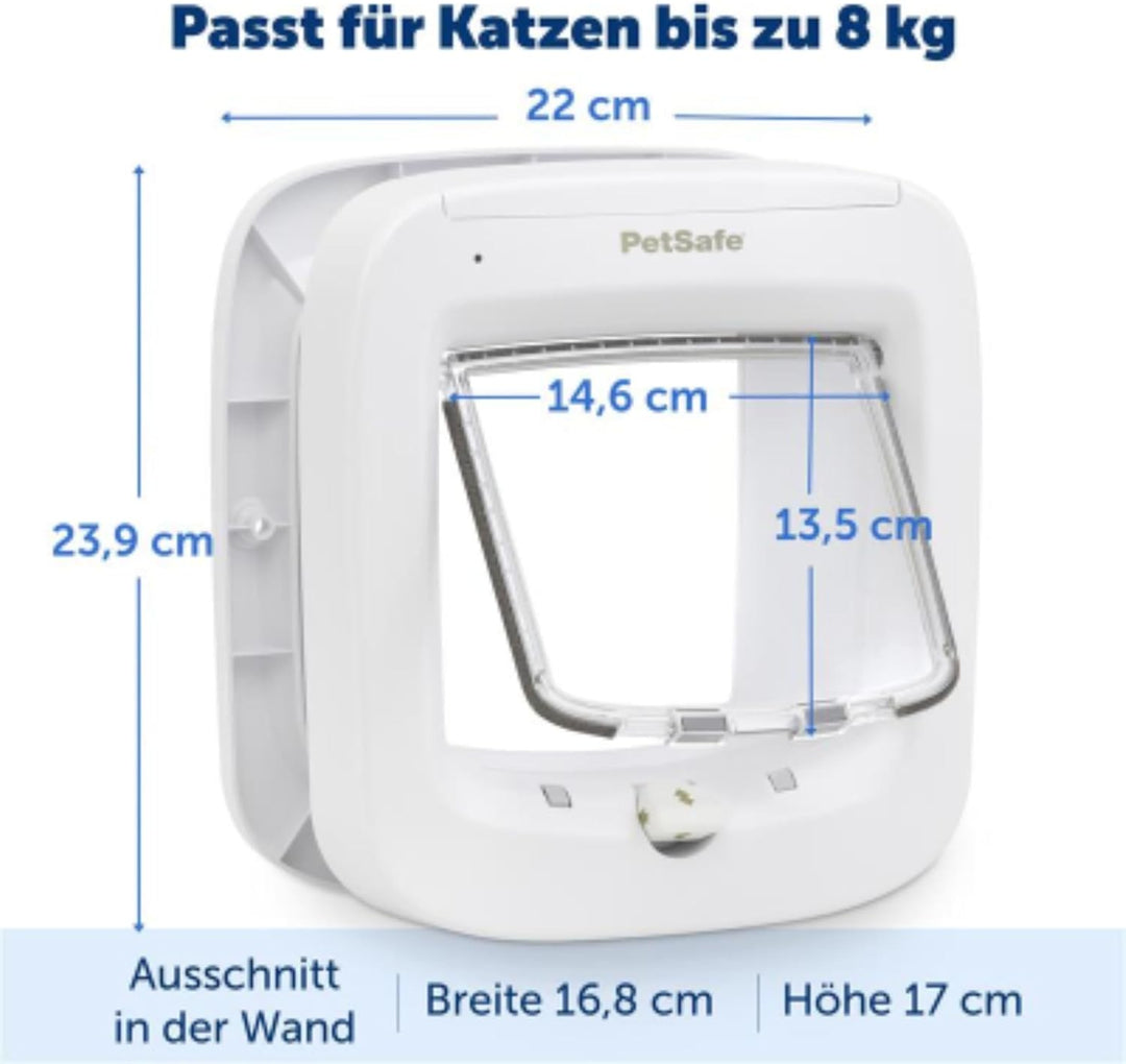 PetSafe Mikrochip-Katzenklappe, batteriebetriebene Haustierklappe, 4-Wege-Verriegelung und einfache