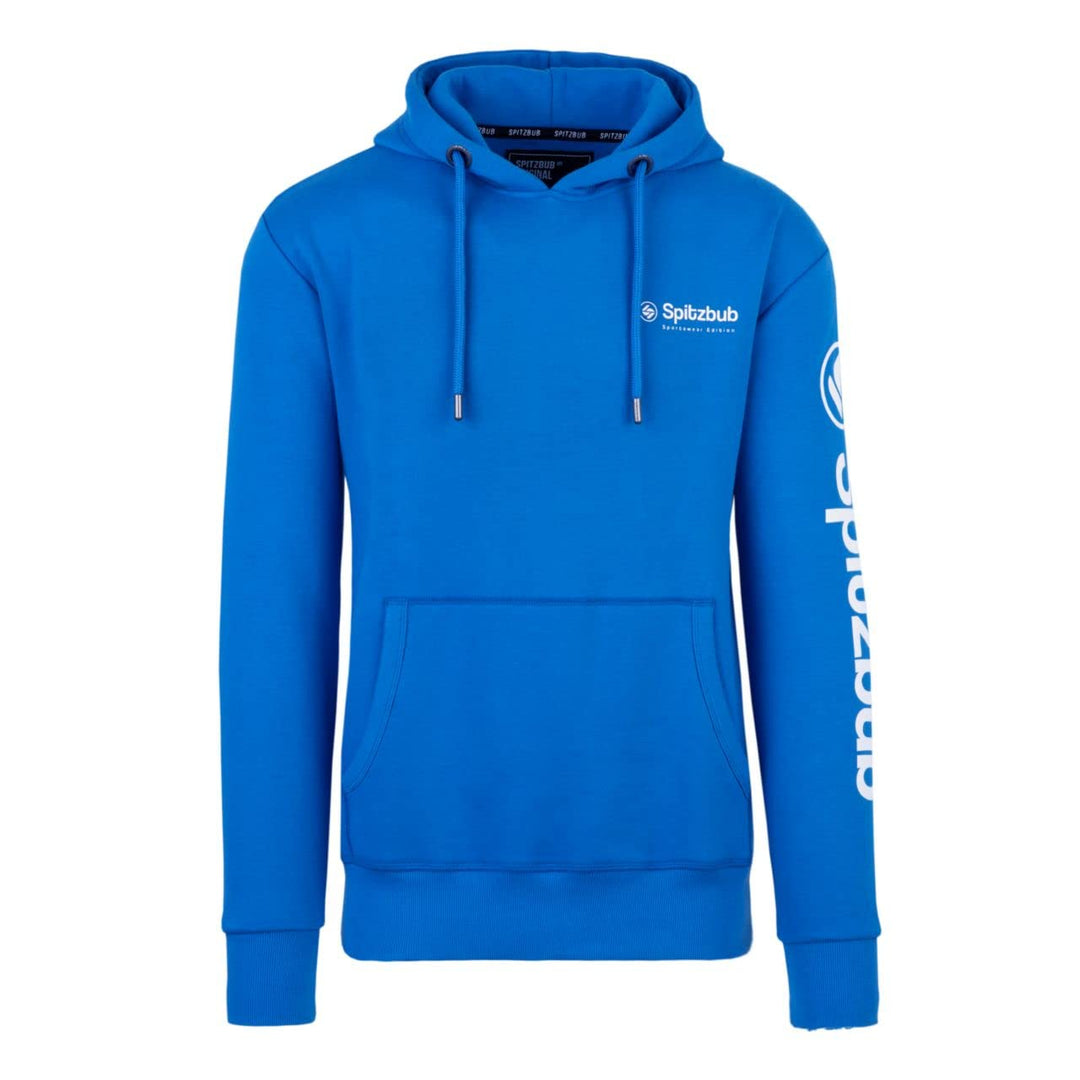 Spitzbub Herren Hoodie Pullover mit Kapuze Kapuzenpullover Sportshoodie mit Ärmelprint, S Blau
