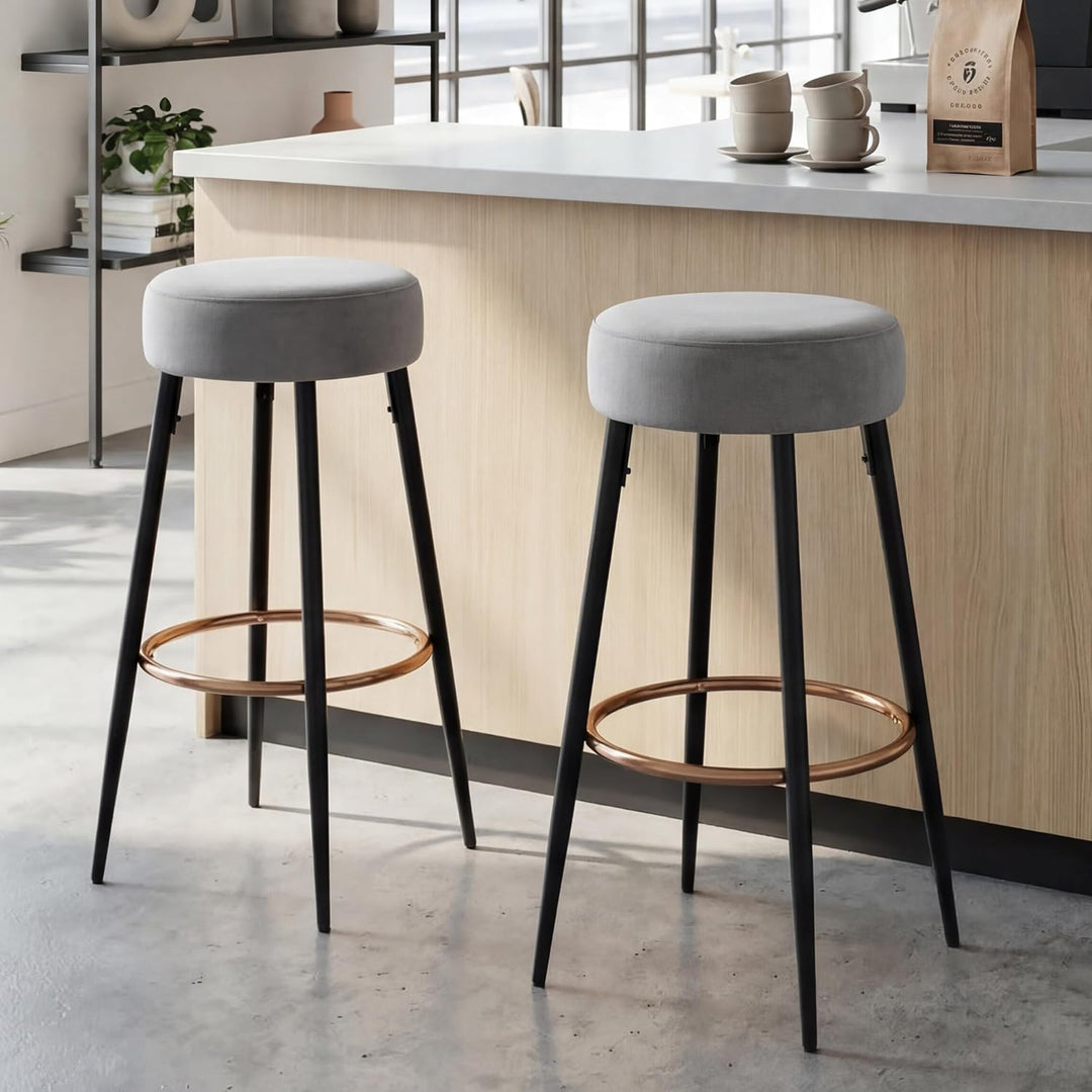 Duhome Barhocker 2er Set Barstühle Runde Tresenhocker Samt Bistrohocker mit Fussstütze für Bistro Kü