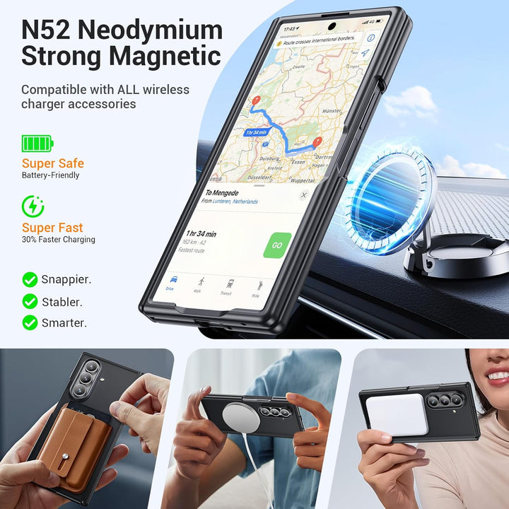 für Samsung Galaxy Z Fold 7 Transparente Hülle: Kompatibel mit MagSafe, TPU Stossfest Scharnierschut