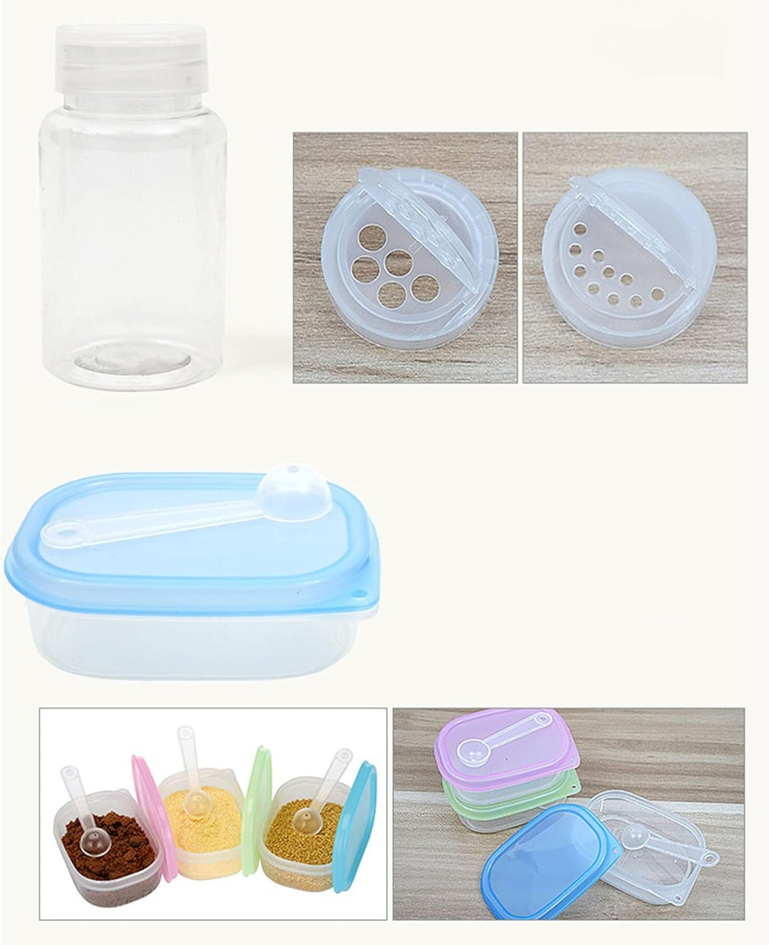 Outdoor Seasoning Gewürzbehälter Portable kleiner Salzstreuer BBQ Gewürzflasche Set Transparent Gewü