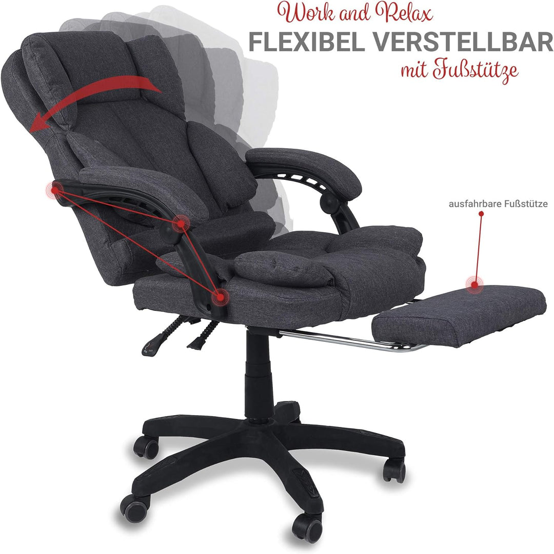 Trisens Bürostuhl, ergonomischer Schreibtischstuhl Stoff Chefsessel mit gepolsterten Armlehnen und K