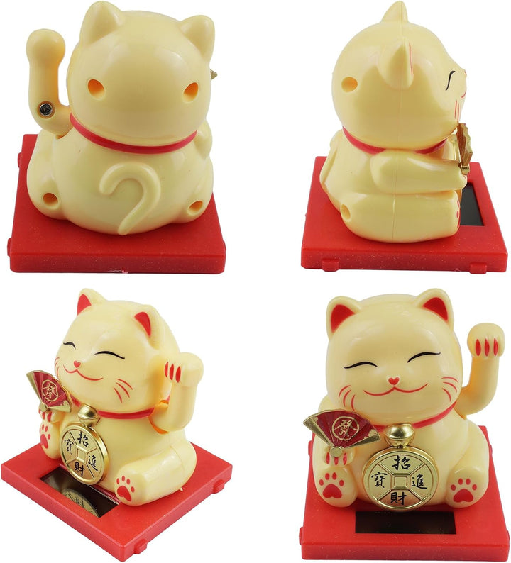 Freak Scene Glückskatze Mini Maneki-Neko Medaille Solar 5cm Winkekatze Lucky cat Set, Set