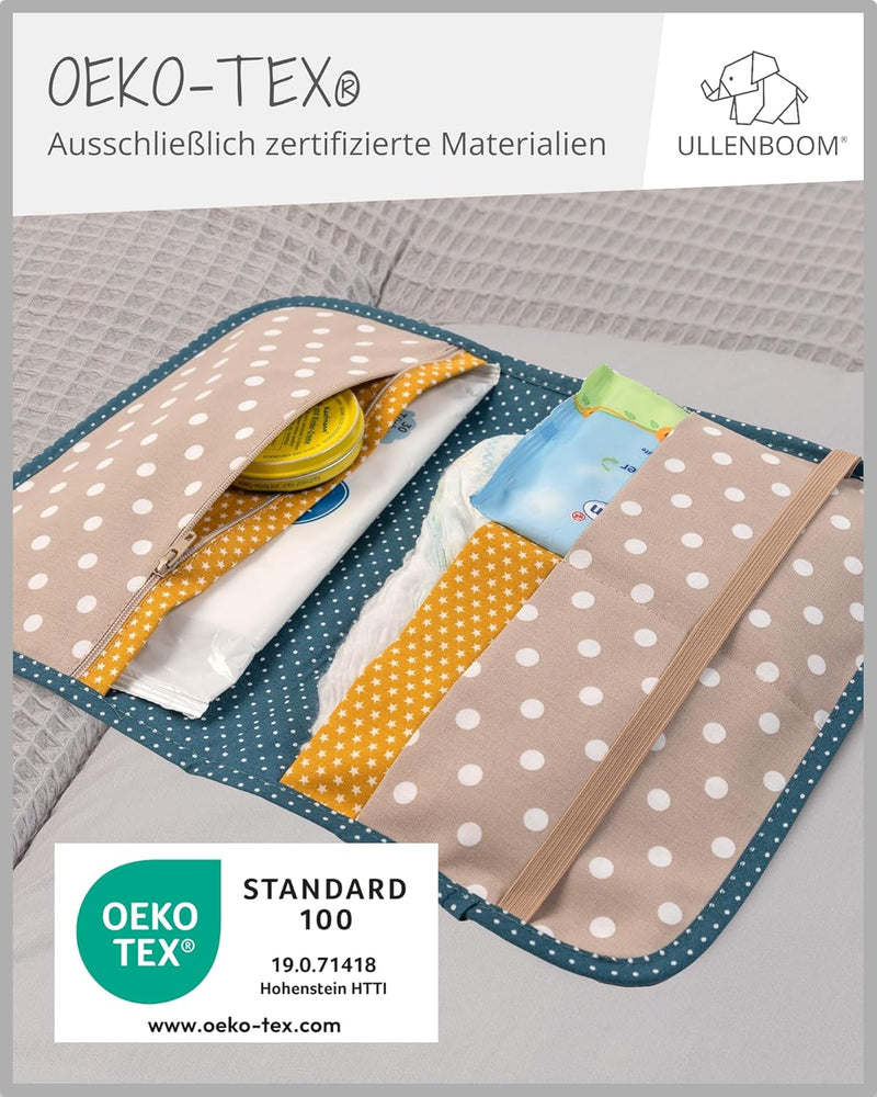 ULLENBOOM ® Windeltasche für unterwegs (Made in EU) - Wickeltasche für bis zu 3 Windeln, Feuchttüche
