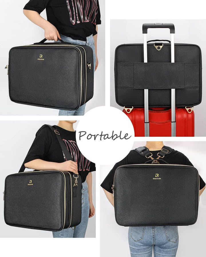 Relavel Extra Grosse Makeup Tasche Leder Reise Makeup Zug Tasche Professionelle Makeup Künstler-Tasc