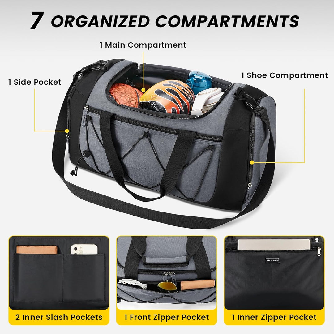 Vorspack 21 Inches Gross Sporttasche Herren Damen – 41L Gym Bag mit Schuhfach Leichte Gym Tasche für