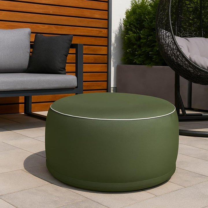 Brandsseller Outdoor Sitzhocker aufblasbar – Pouf Ø 55 x 25 cm – wasserabweisender Sitzsack für Gart