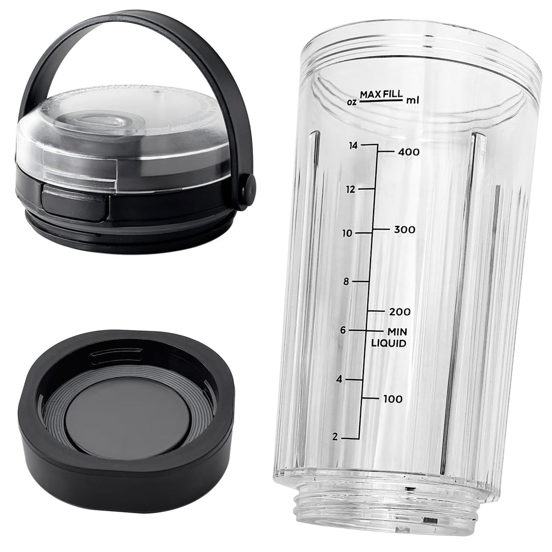 für Ninja Blast Tragbarer Mixer Ersatzteile Zubehör, 530ml Becher mit Trinköffnung Deckel & Untere K