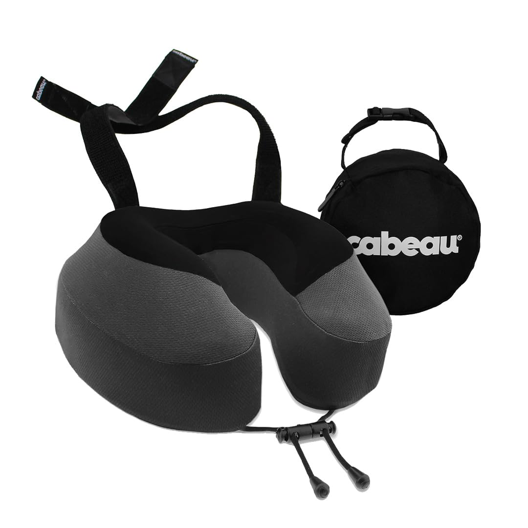 Cabeau Evolution S3 Travel Pillow – Straps to Airplane Seat – Ensures Your Head Won’t Fall Forward –
