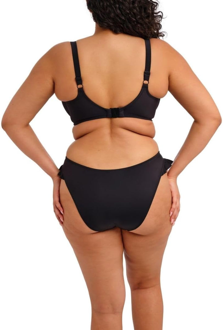 ELOMI Schwimmen Einfarbig Segeln Bügel Plunge Bikini Top (38GG, Schwarz)