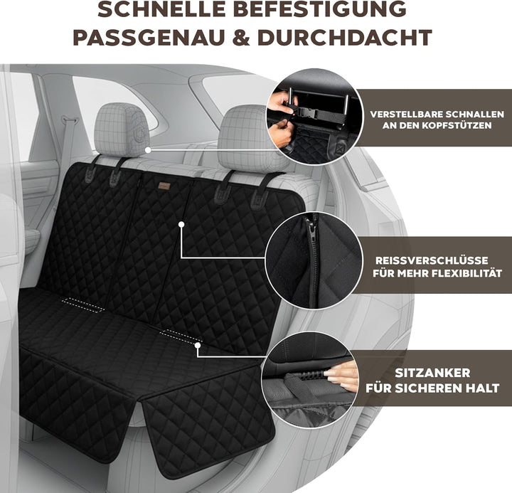 Hainberger Hundedecke Auto Rückbank, Autoschondecke Hund Rücksitz universelle Passform für viele Aut