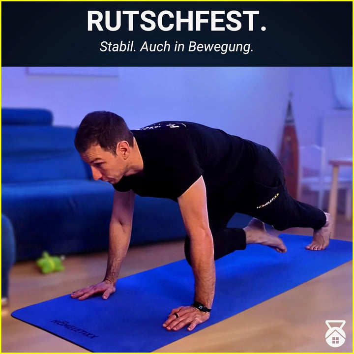 premium Fitnessmatte rutschfest 200cm lang - Sportmatte Yogamatte Gymnastikmatte umweltfreundlich -