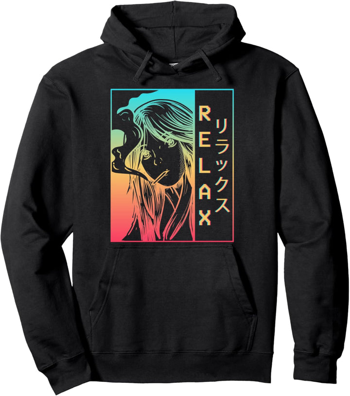 Vaporwave Aesthetic Anime Girl Sad Japanese Relax Harajuku Pullover Hoodie