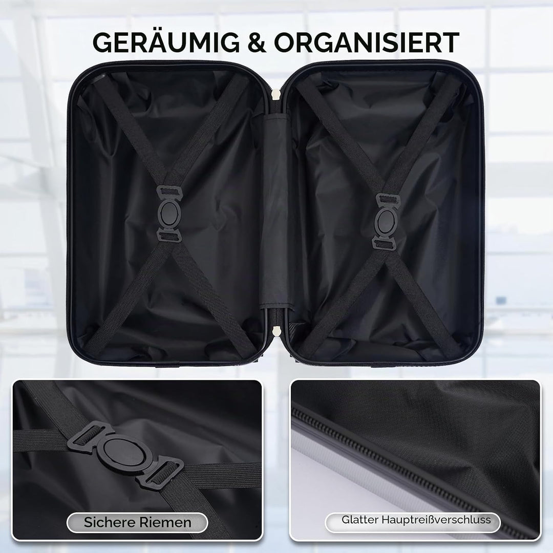Handgepäck Koffer, 40X25X20cm, Leichter Trolley Reisekoffer, Hartschalen Koffer, Luggage Set für Rya
