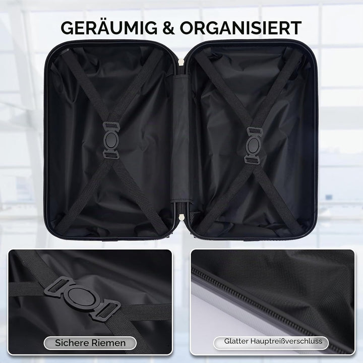 Handgepäck Koffer, 40X25X20cm, Leichter Trolley Reisekoffer, Hartschalen Koffer, Luggage Set für Rya