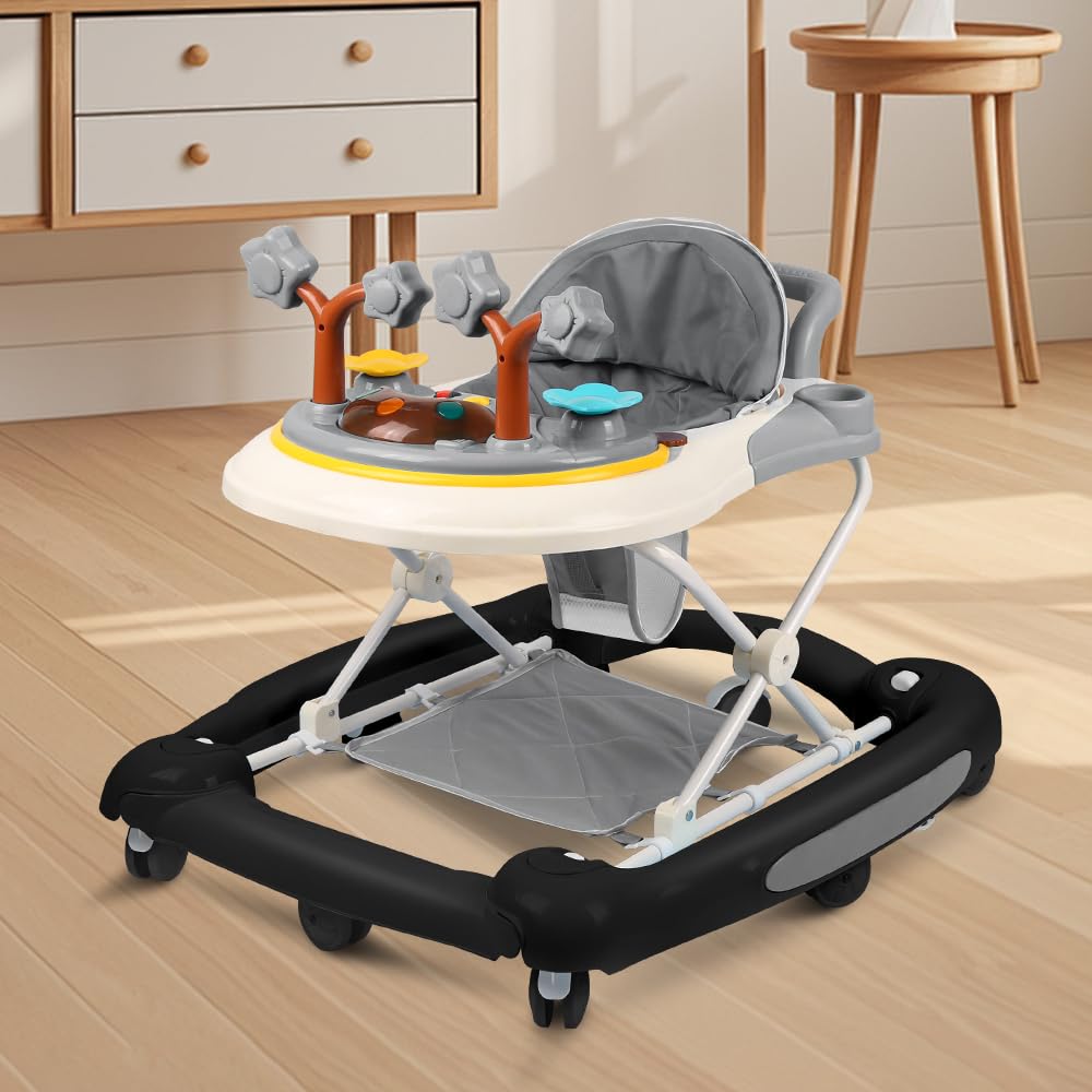 5-in-1 Lauflernhilfe für Babys, 5 Höhenverstellung und Klappbar, Gehfrei Babywalker ab 6 Monate, bis