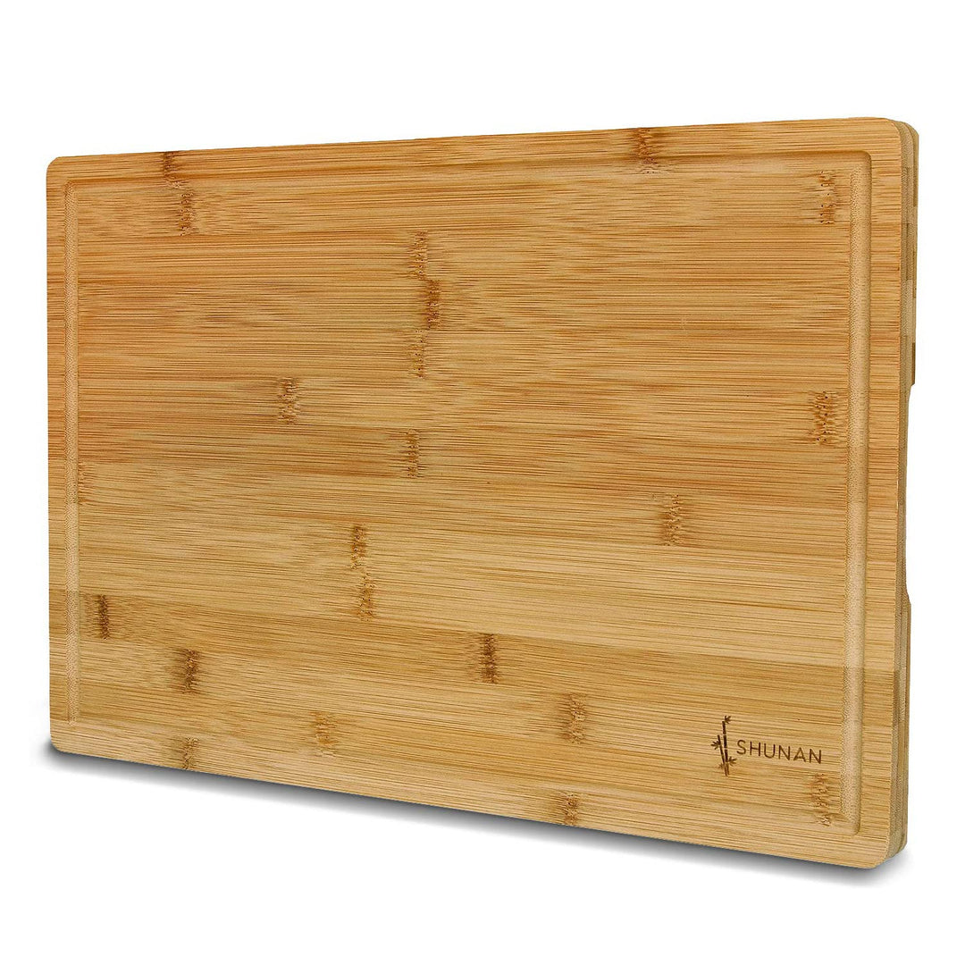 Grosses Massives Bambus Schneidebrett I Holz-Brett Küche 45x30cm I Premium Qualität I Küchenbrett I