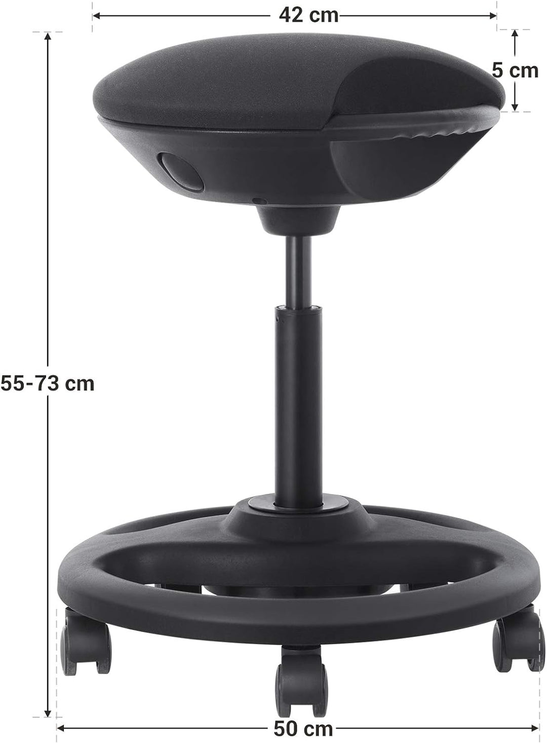 SONGMICS Bürohocker, ergonomischer Arbeitshocker, Rollhocker, Drehstuhl auf Rollen, extra grosser Si