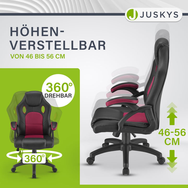 Juskys Racing Schreibtischstuhl Montreal ergonomisch höhenverstellbar & gepolstert 120 kg belastbar