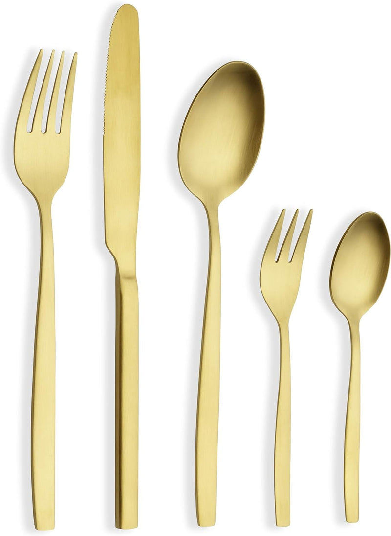 ECHTWERK EW-BS-3075G Tafelbesteck Positano-Gold Edition, 30-teilig, für 6 Personen, Edelstahl 18/10-