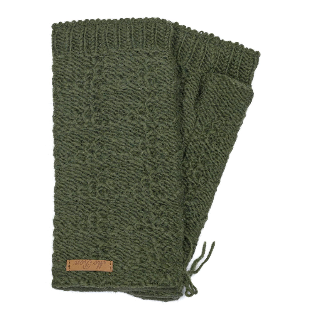 Damen Gestrickte Pulswärmer Modell Lenna Dunkelgrün, Dunkelgrün