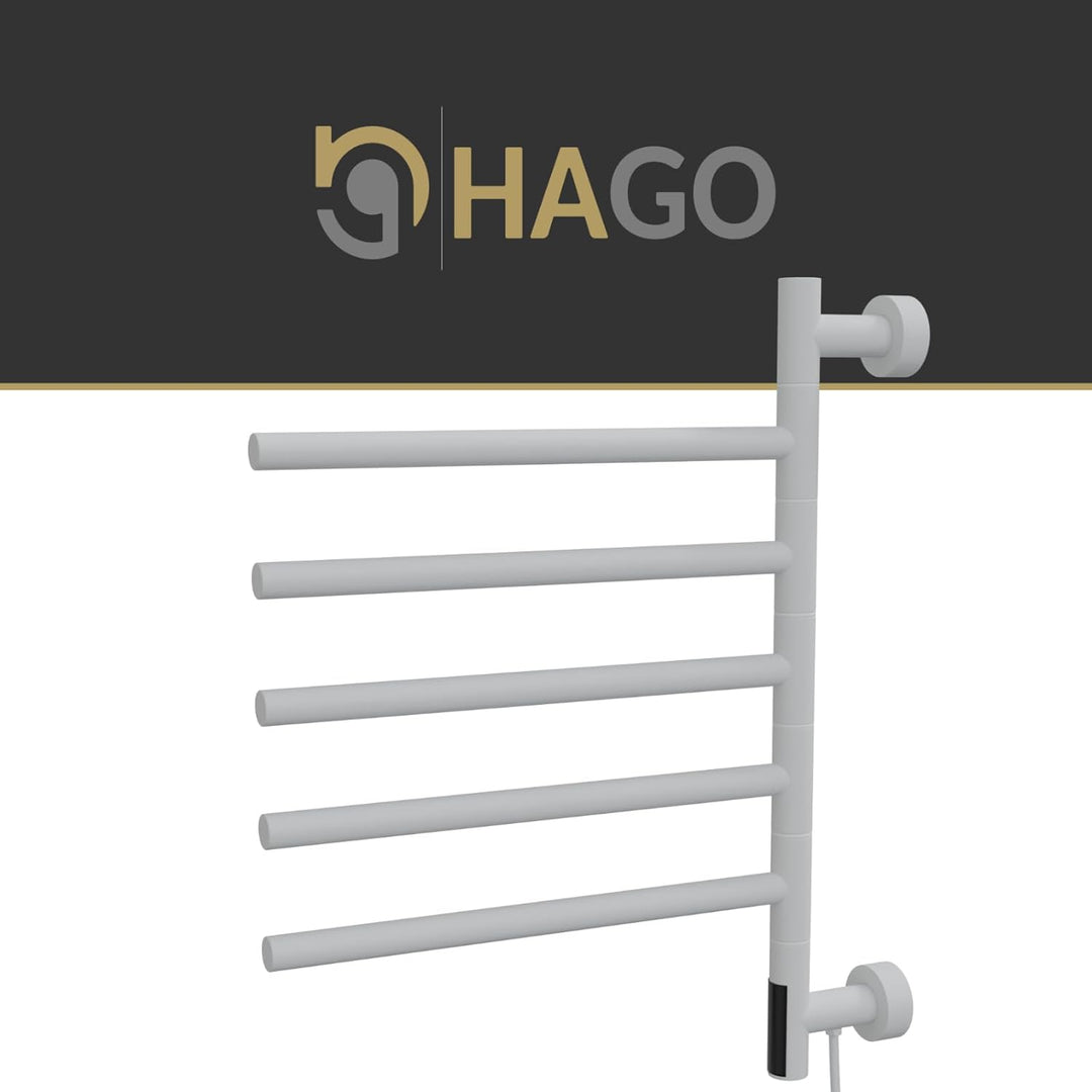 HAGO24 | Elektrischer Handtuchwärmer | Wandmontage | Handtuchtrockner | 5 schwenkbare Arme 180° | To