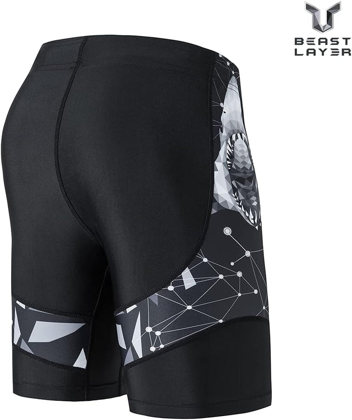 HUGE SPORTS Herren Splice Schwimmhose Kompression Jammer Lang Wilde Serie S Hai, S Hai