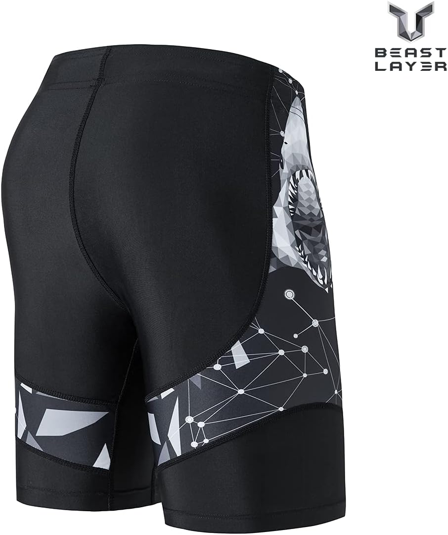 HUGE SPORTS Herren Splice Schwimmhose Kompression Jammer Lang Wilde Serie L Hai, L Hai
