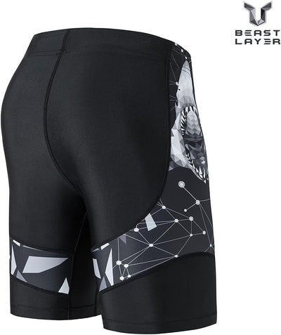 HUGE SPORTS Herren Splice Schwimmhose Kompression Jammer Lang Wilde Serie 3XL Hai, 3XL Hai