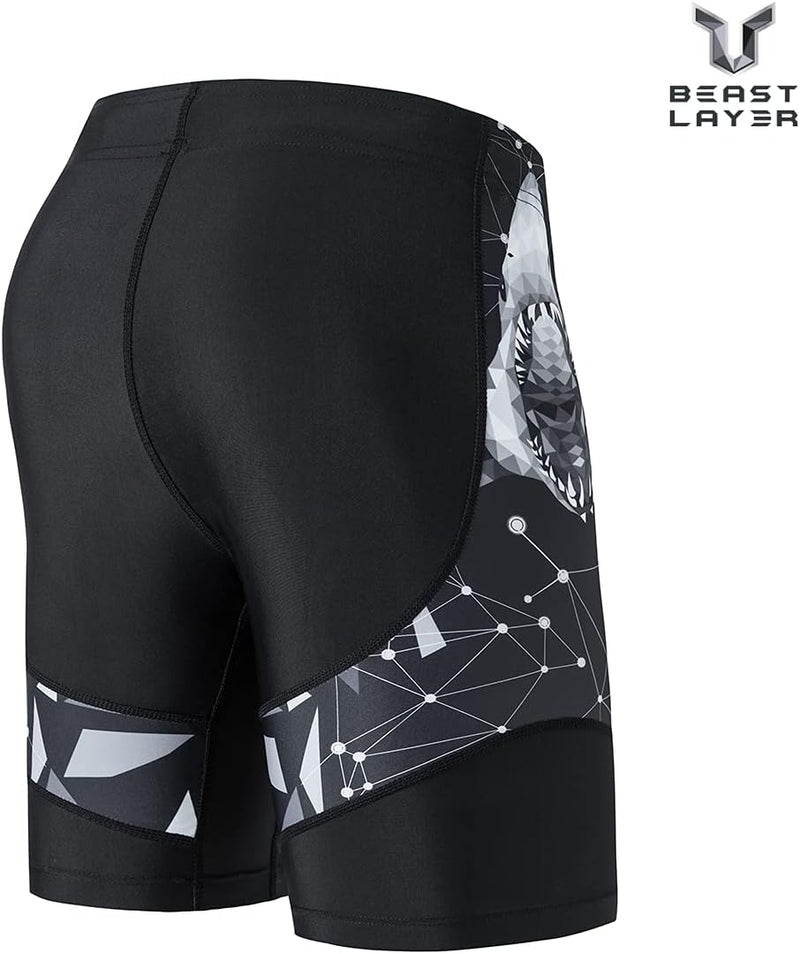 HUGE SPORTS Herren Splice Schwimmhose Kompression Jammer Lang Wilde Serie 3XL Hai, 3XL Hai