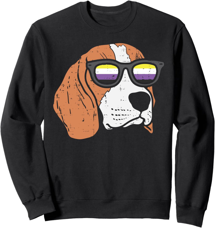 Beagle Dog LGBTQ Non-Binary Flag Genderqueer Dog Lover Enby Sweatshirt
