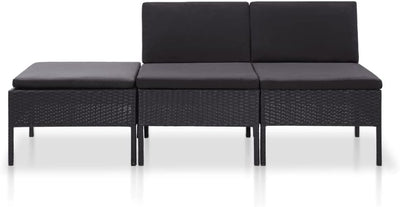 homiuse 3 Stück Garten Lounge Set mit Auflagen Balkonmöbel Set Gartenmöbel Set Terrassenmöbel Outdoo