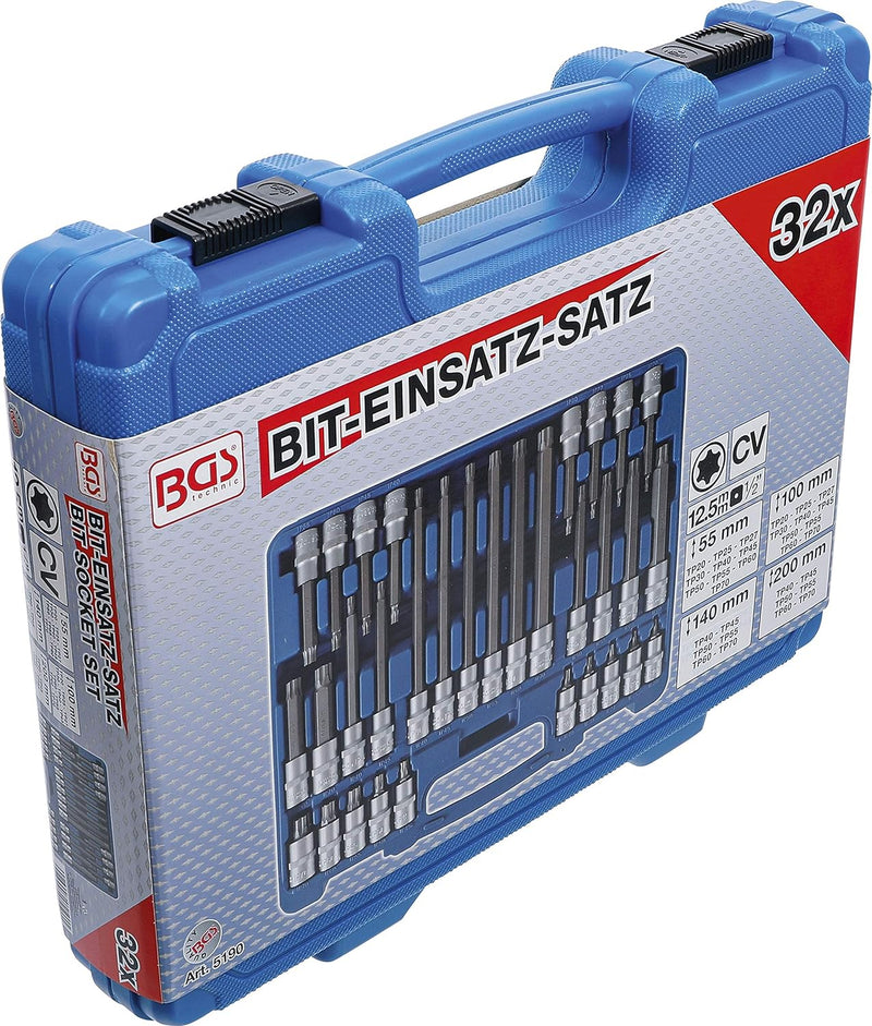 BGS 5190 | Bit-Einsatz-Satz | 12,5 mm (1/2") | TP-Profil (für Torx Plus) TP20 - TP70 | 32-tlg., TP-P