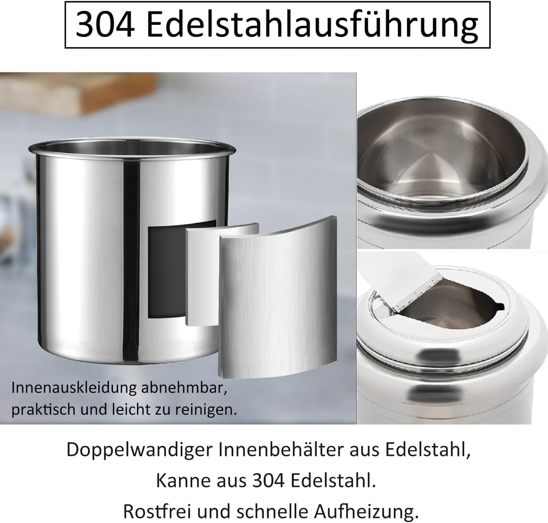 Kurflo Elektrischer Suppenwärmer 13L, Edelstahl, mit Temperaturregelung. Für Restaurant, Küche, Buff