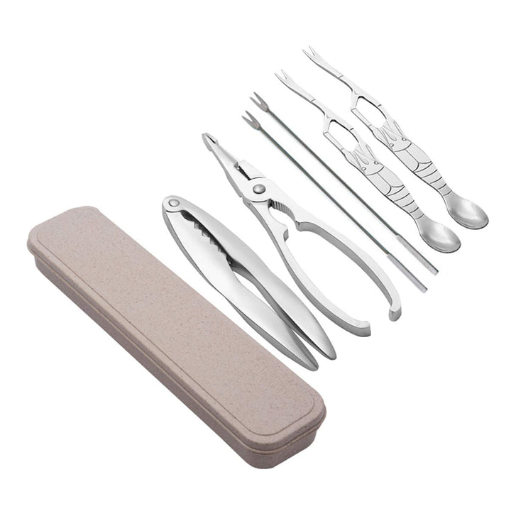 6 Stück Meeresfrüchte-Werkzeuge Edelstahl Meeresfrüchte-Werkzeug-Sets, mit Aufbewahrungsbox, 2 Stück