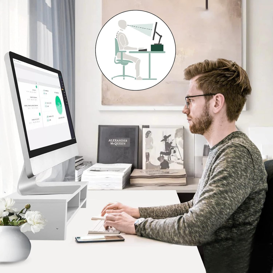 Holz Laptopständer 2-stufiger Laptopständer & Monitorständer mit Ablagefach, ergonomische Monitorerh