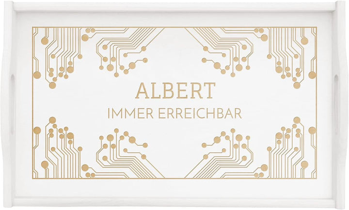 Maverton Frühstückstablett mit Gravur - Betttisch mit Griffen - klappbare Beine - erhöhter Rand - We