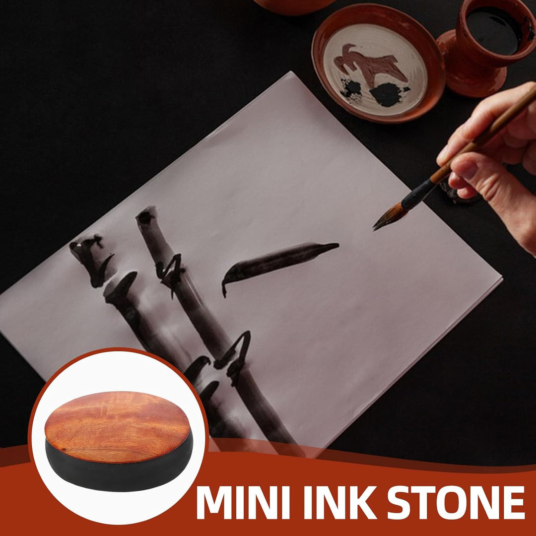 STOBAZA Tragbarer Kleiner Tuschestein aus Naturstein mit Deckel Chinesischer Kalligrafie Tintenstein