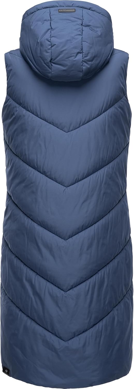 Ragwear Damen warme wasserdichte Winter Steppweste mit Kapuze Suminka Vest XS-6XL, Indigo Blue
