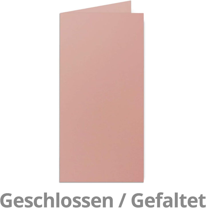 400x Falt-Karten DIN Lang - Altrosa (Rosa) - 10,5 x 21 cm - Blanko Doppelkarten - Klappkarten für Ei