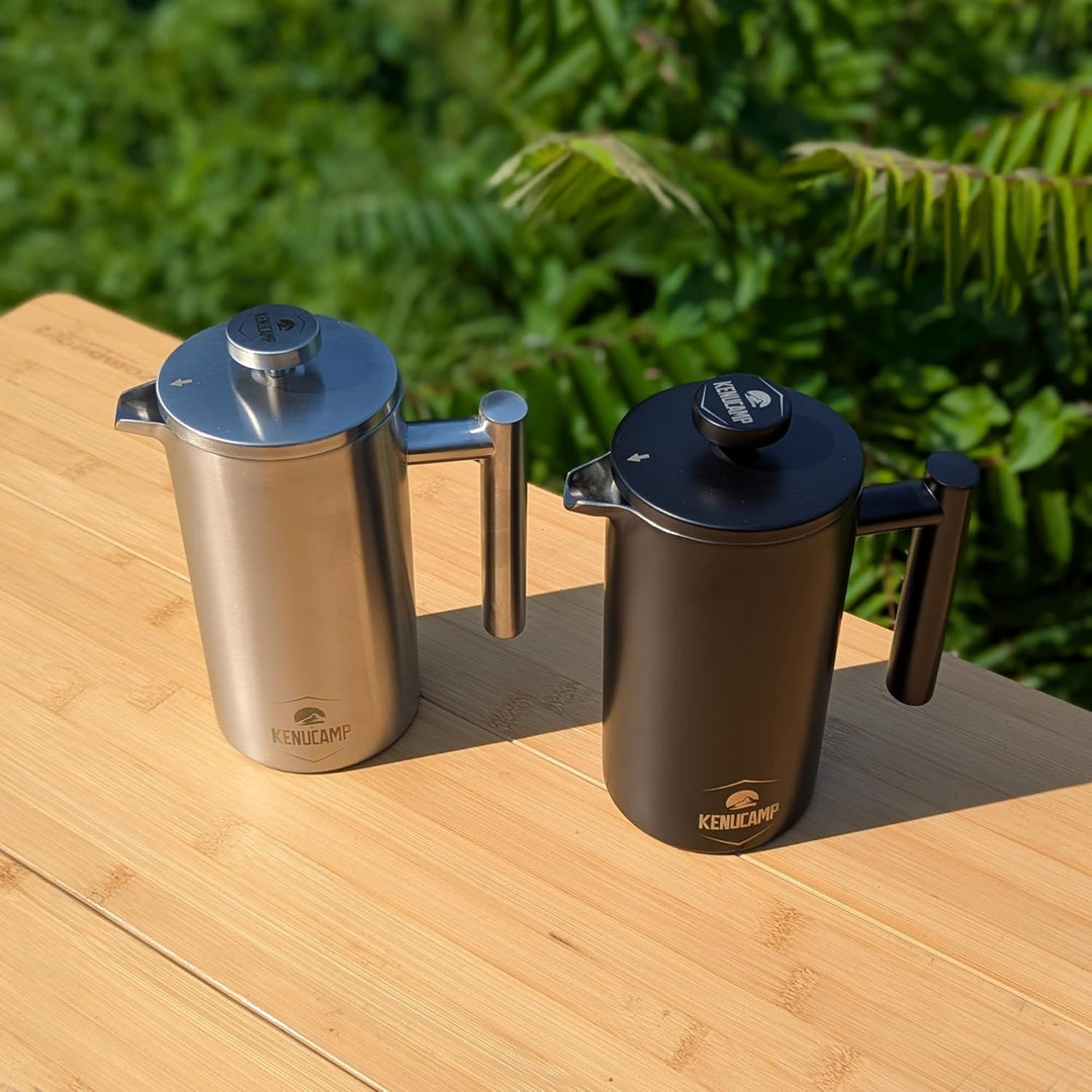 French Press 800ml – Isolierende Edelstahl Kaffeepresse (Schwarz), Doppelwandig & Langlebig, Thermo